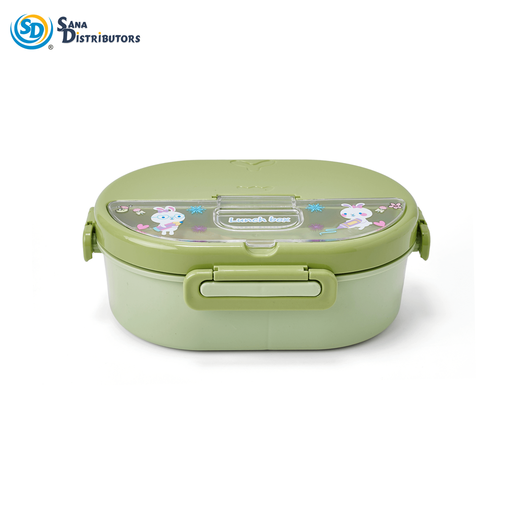 Plastic Lunch Box with Spoon 6"x3"x8.6"