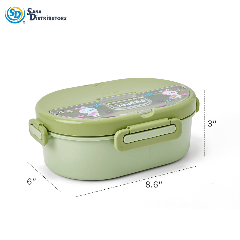 Plastic Lunch Box with Spoon 6"x3"x8.6"