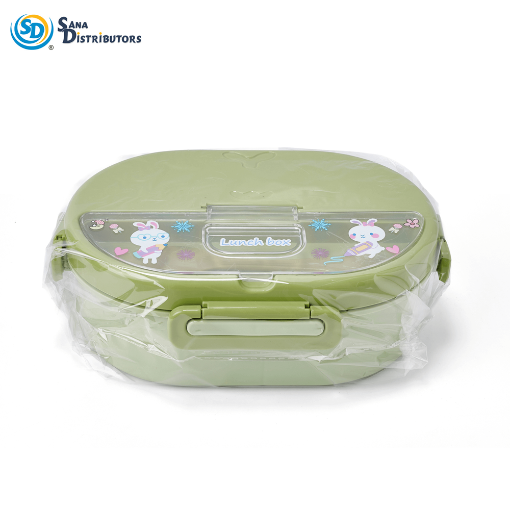 Plastic Lunch Box with Spoon 6"x3"x8.6"