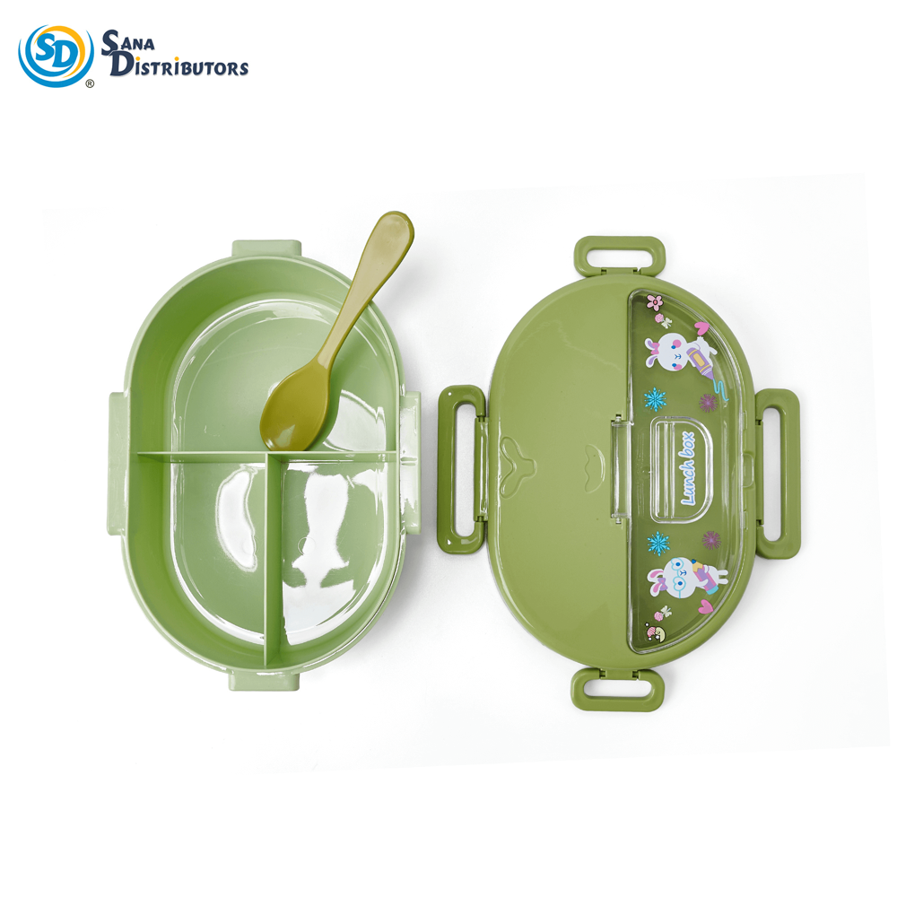 Plastic Lunch Box with Spoon 6"x3"x8.6"