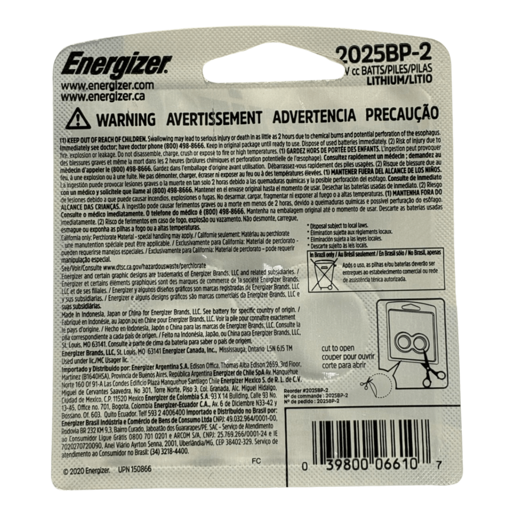 Energizer Lithium cr2025 2pcs ($25.08 for 12pcs) [exp.2033]