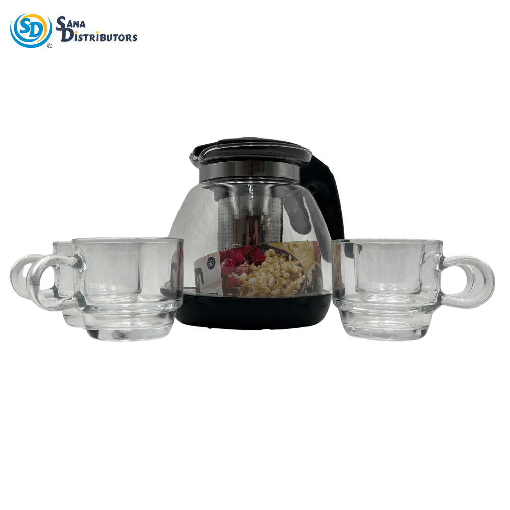 Glass Kettle 5.5" with 4 Cups 2.5"