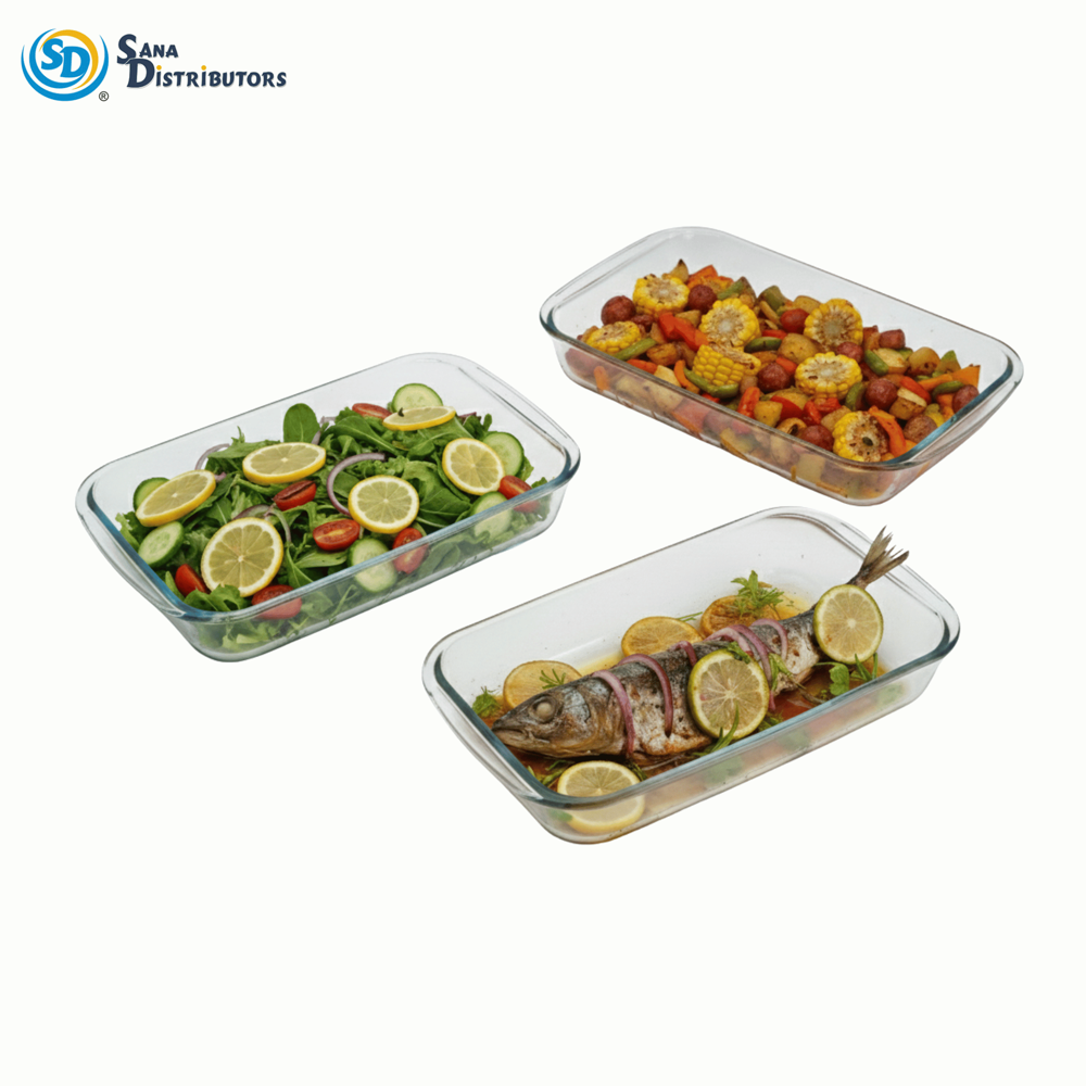 Glass Tray 3pcs 13.8"x11.5"x10"