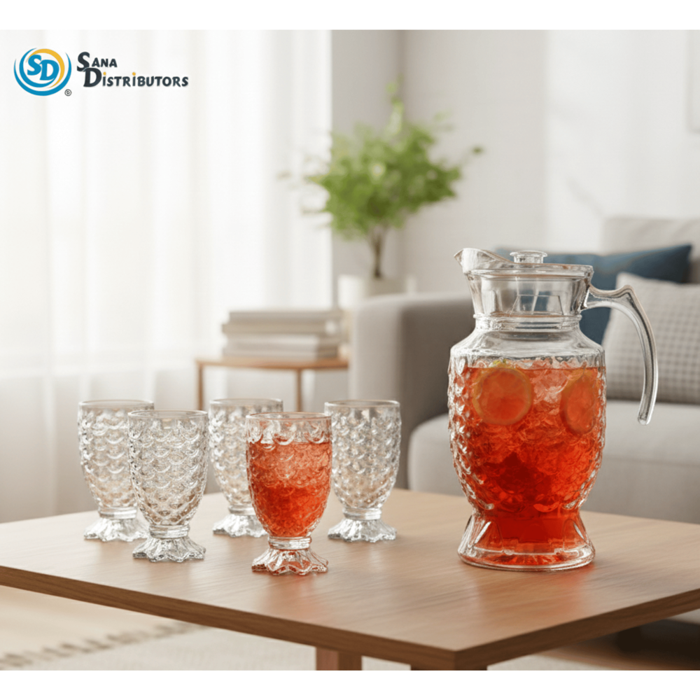 Glass Jug with Cups 7pcs Set