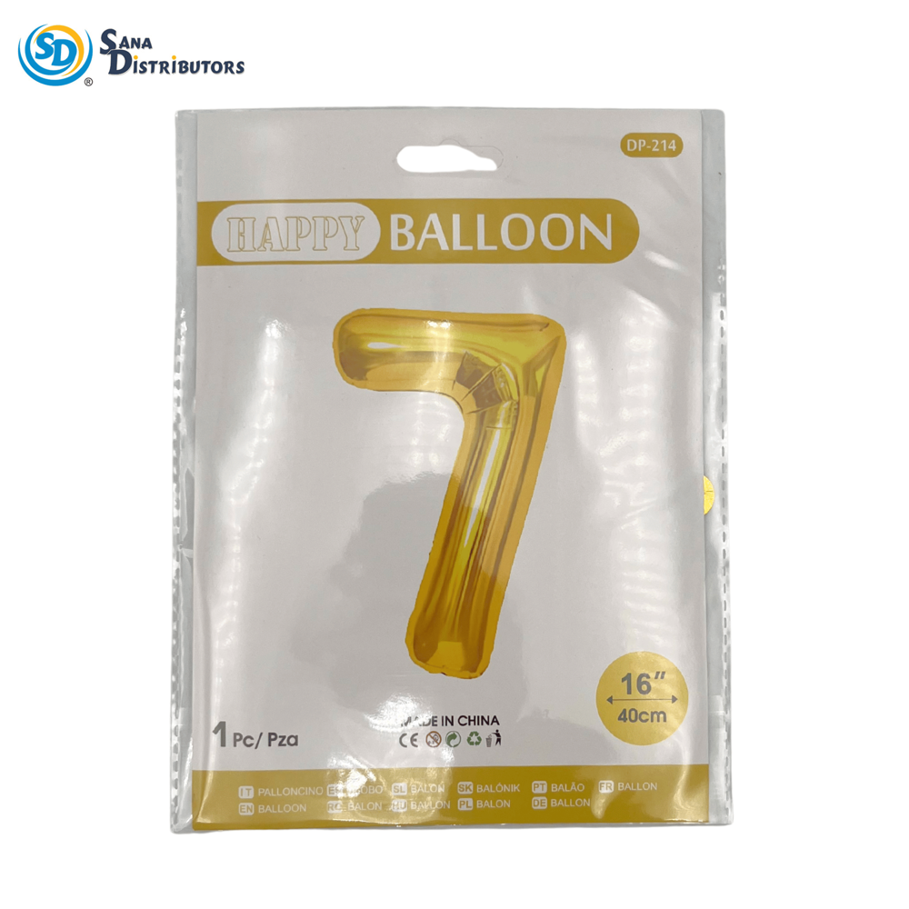 Foil Balloon 0-9 Digit - Gold 16"