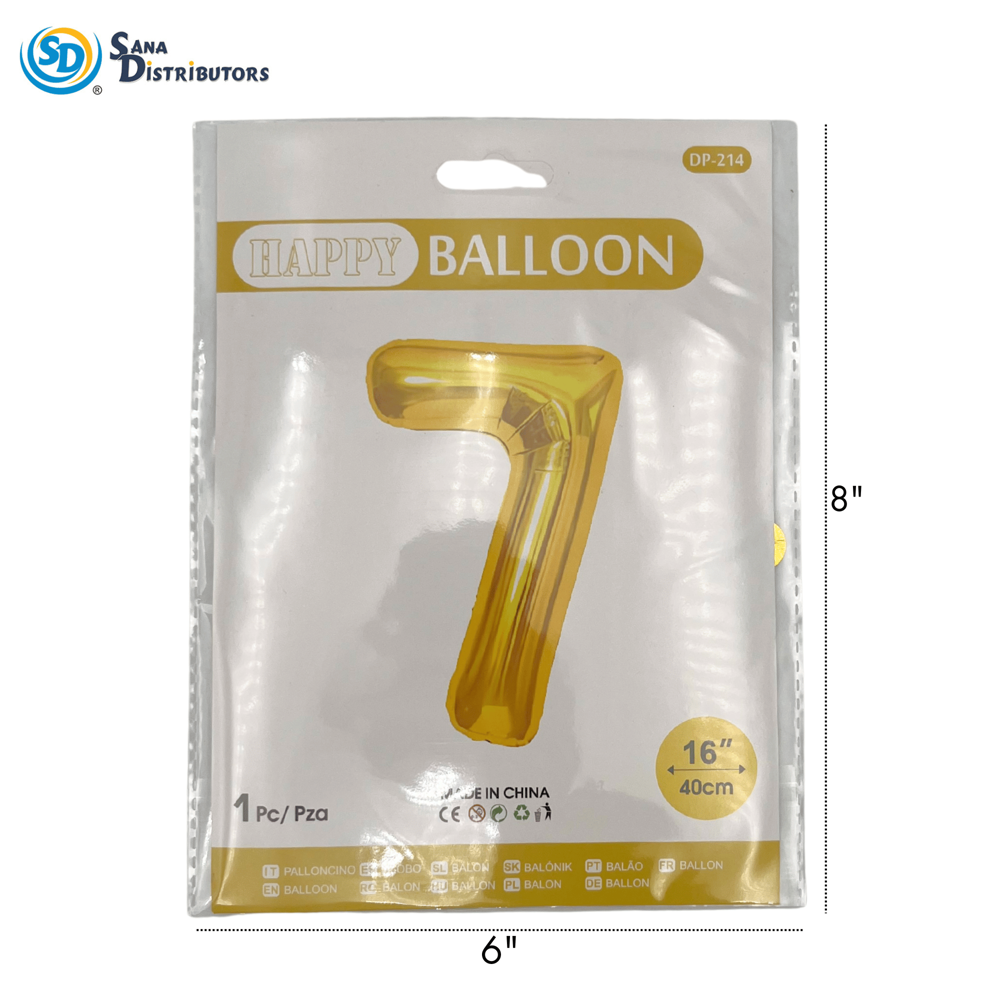 Foil Balloon 0-9 Digit - Gold 16"