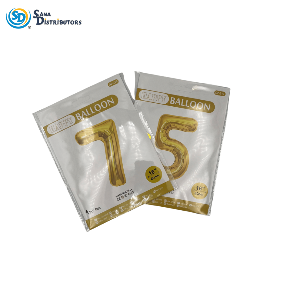 Foil Balloon 0-9 Digit - Gold 16"
