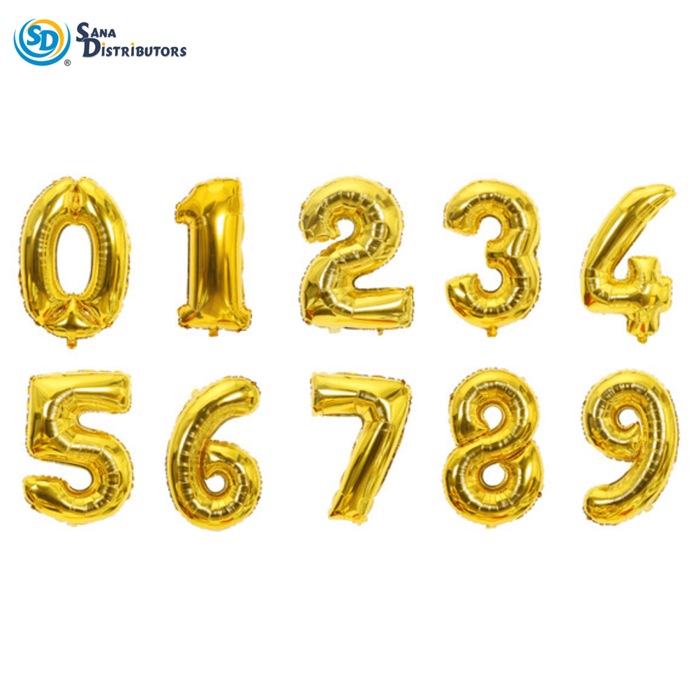 Foil Balloon 0-9 Digit - Gold 16"