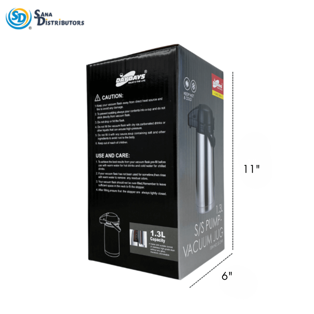 Steel Kettle Vaccum Jug 1.3 L 6"x11"