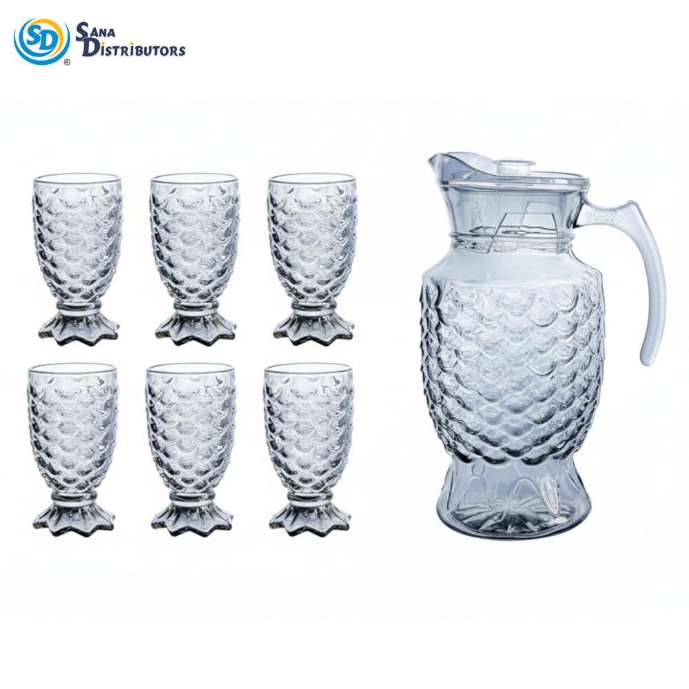 Glass Jug with Cups 7pcs Set