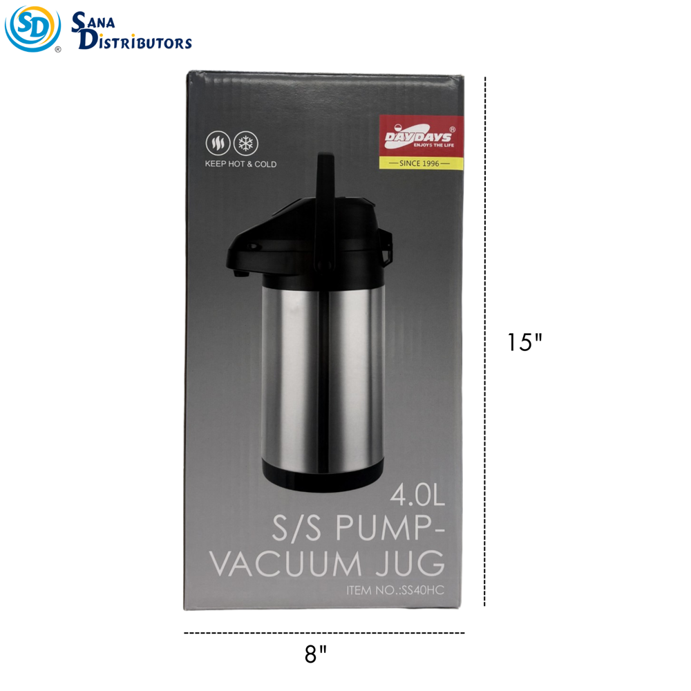 Steel Thermol Jug with Pump 4 L 8"x15