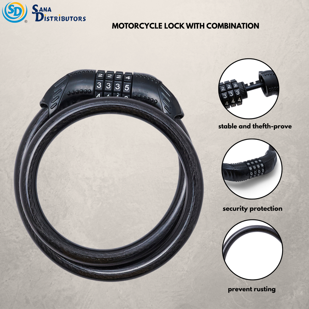 Sd Heavy Duty Motorcycle Cable Lock with Combination 33"