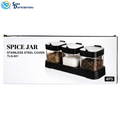 Spice Jar Steel Cover 3pcs + 3 Spoons 4"x4"x10.5"