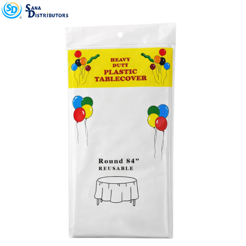 Table Cover Heavy Duty - Round 84" 1pc - Assorted Colours
