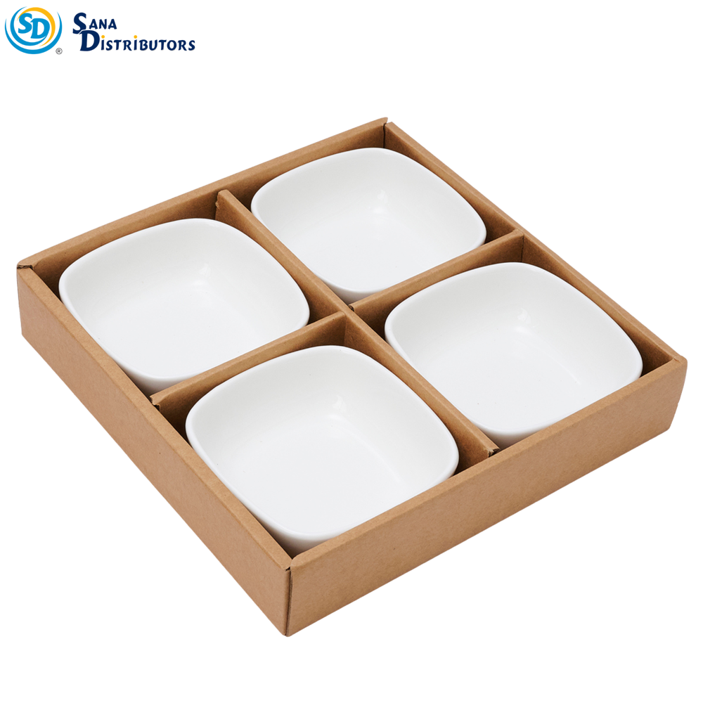 Porcelain Bowl Set of 4 (Square) 8.5"