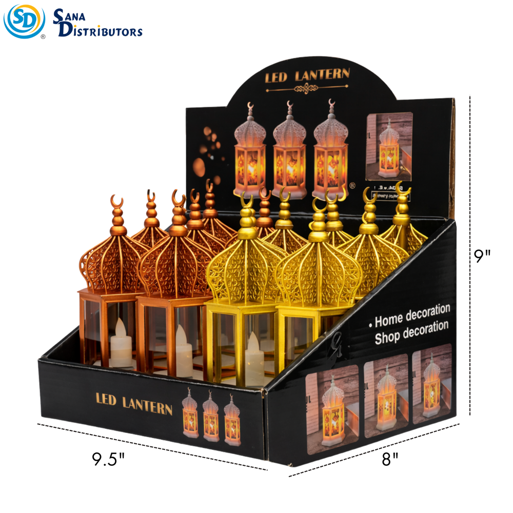 LED Lantern Islamic Style Ass.colors ($41.88 Fo 12pcs)9"x8"x9.5"