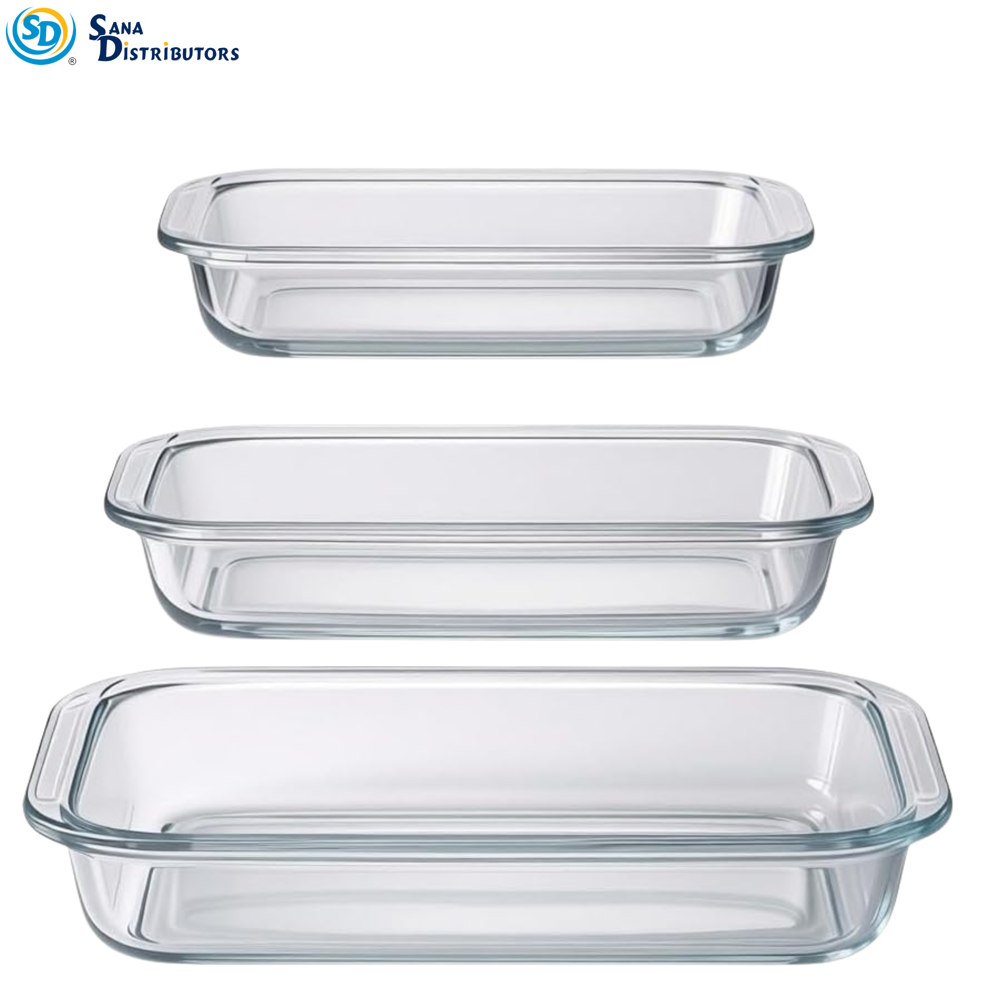 Glass Tray 3pcs 9"x10"x11"