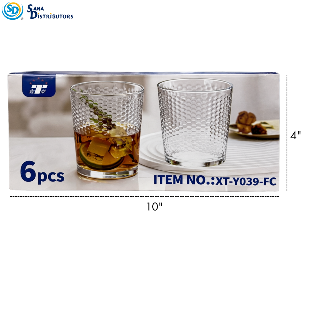 Drinking Glass 6pcs 4"x3.5"