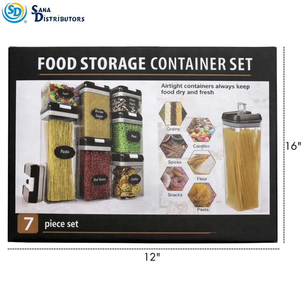 Plastic Food Storage Container 7pcs 16"x12"