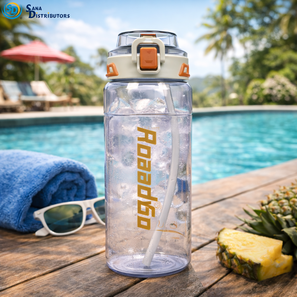 Plastic Water Bottle 1000 mL 9.5" Ass.colors