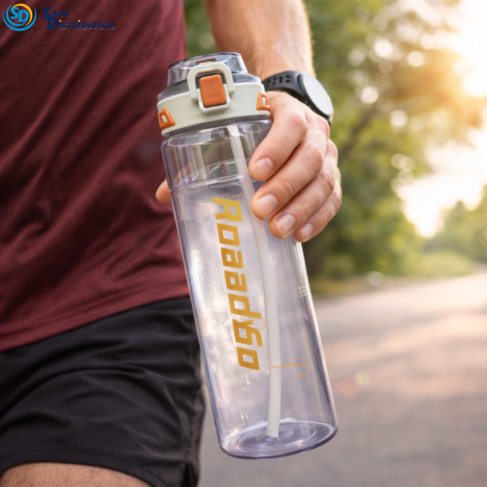 Plastic Water Bottle 1000 mL 9.5" Ass.colors