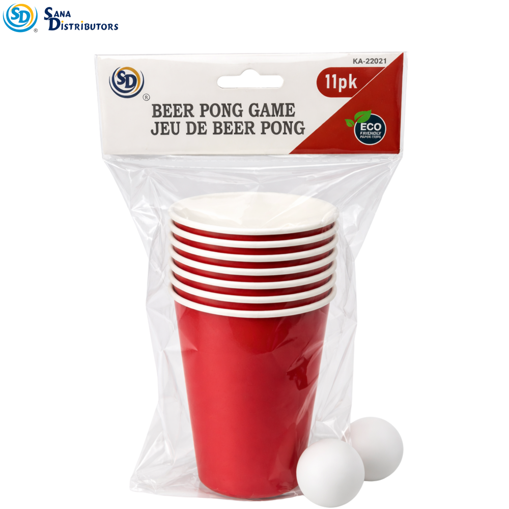 Beer Pong Plastic 8 Cups & 3 Balls 4.5"
