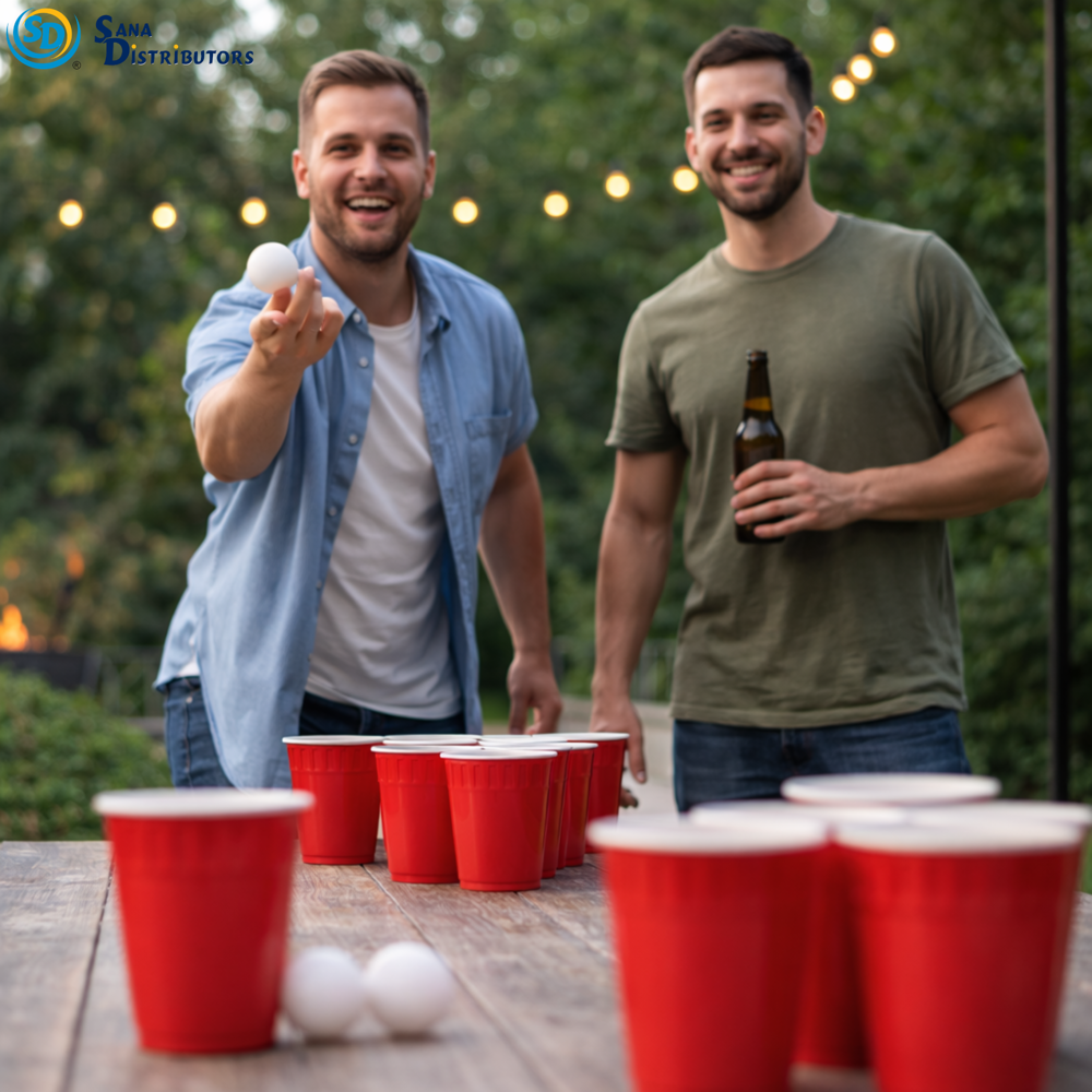 Beer Pong Plastic 8 Cups & 3 Balls 4.5"