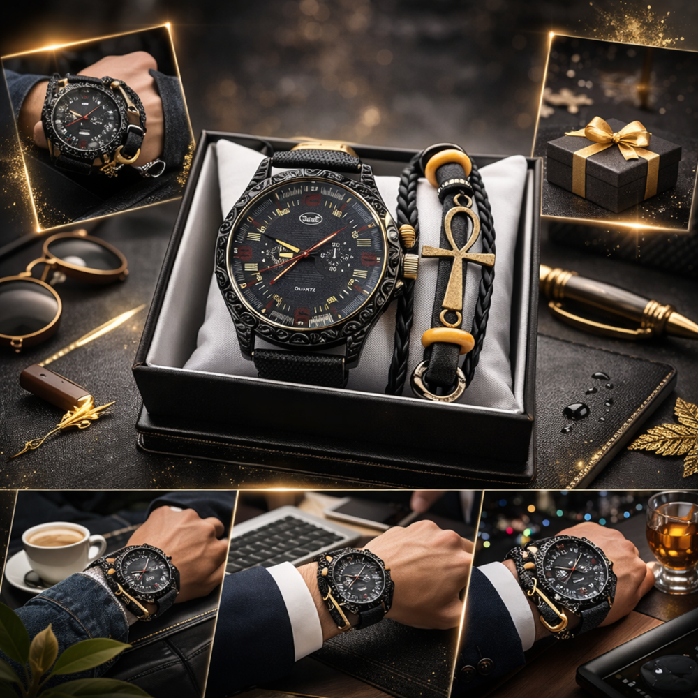 Watch and Bracelet Set Gift Set for Men-assorted