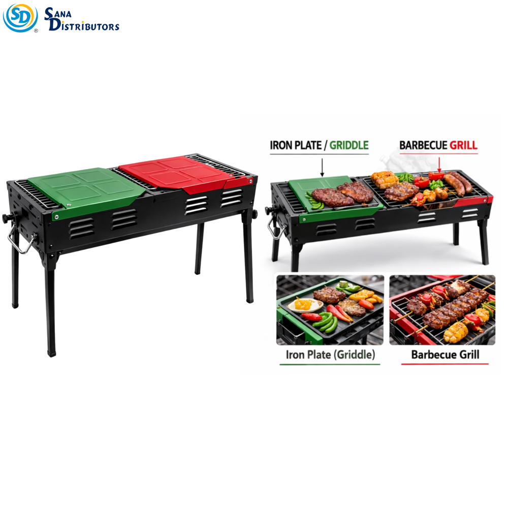 Portable 2-in-1 Bbq Grill & Griddle