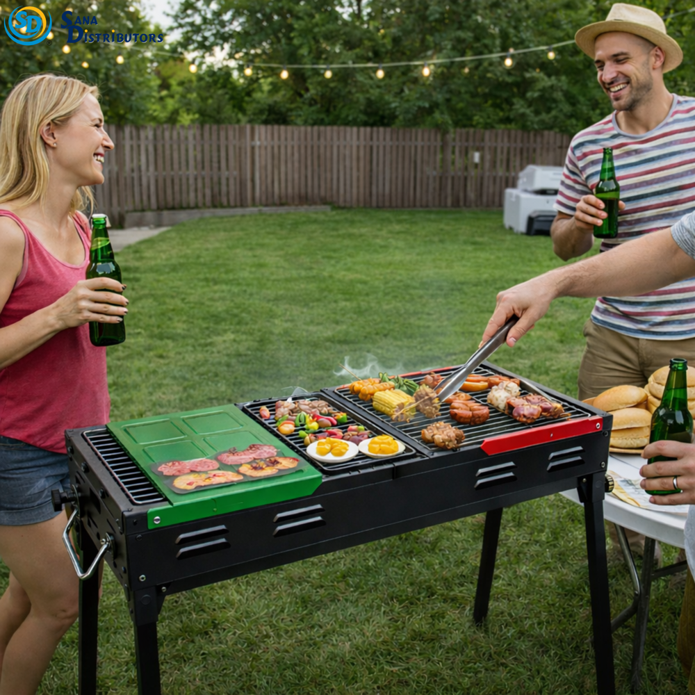 Portable 2-in-1 Bbq Grill & Griddle