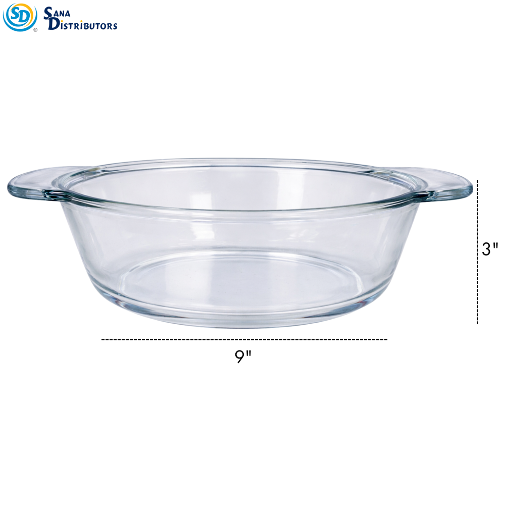 Glass Bowl W/ Lid 9" x 3"