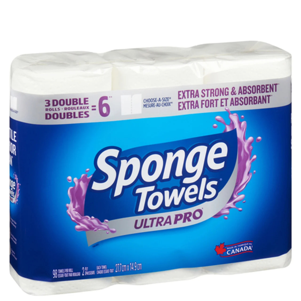 Sponge Towels Paper Towel Ultra 2-ply 3 Double Rolls x 98 Sheets ($39.92for Case of 8pcs)