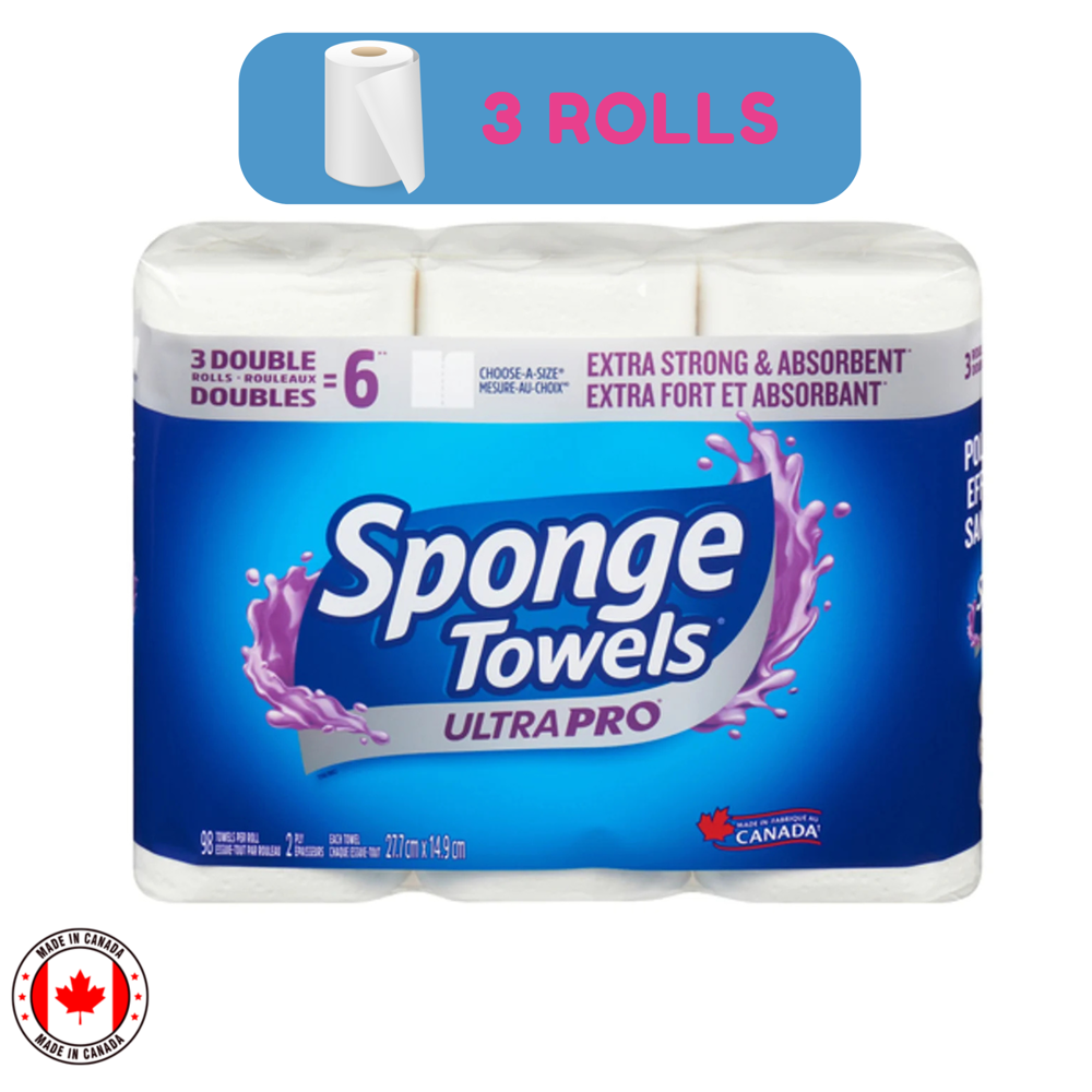 Sponge Towels Paper Towel Ultra 2-ply 3 Double Rolls x 98 Sheets ($39.92for Case of 8pcs)