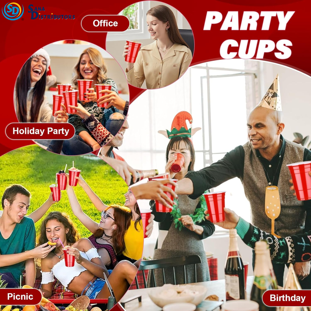Plastic Red Cups 16 oz 10pcs 5" x 3.5"