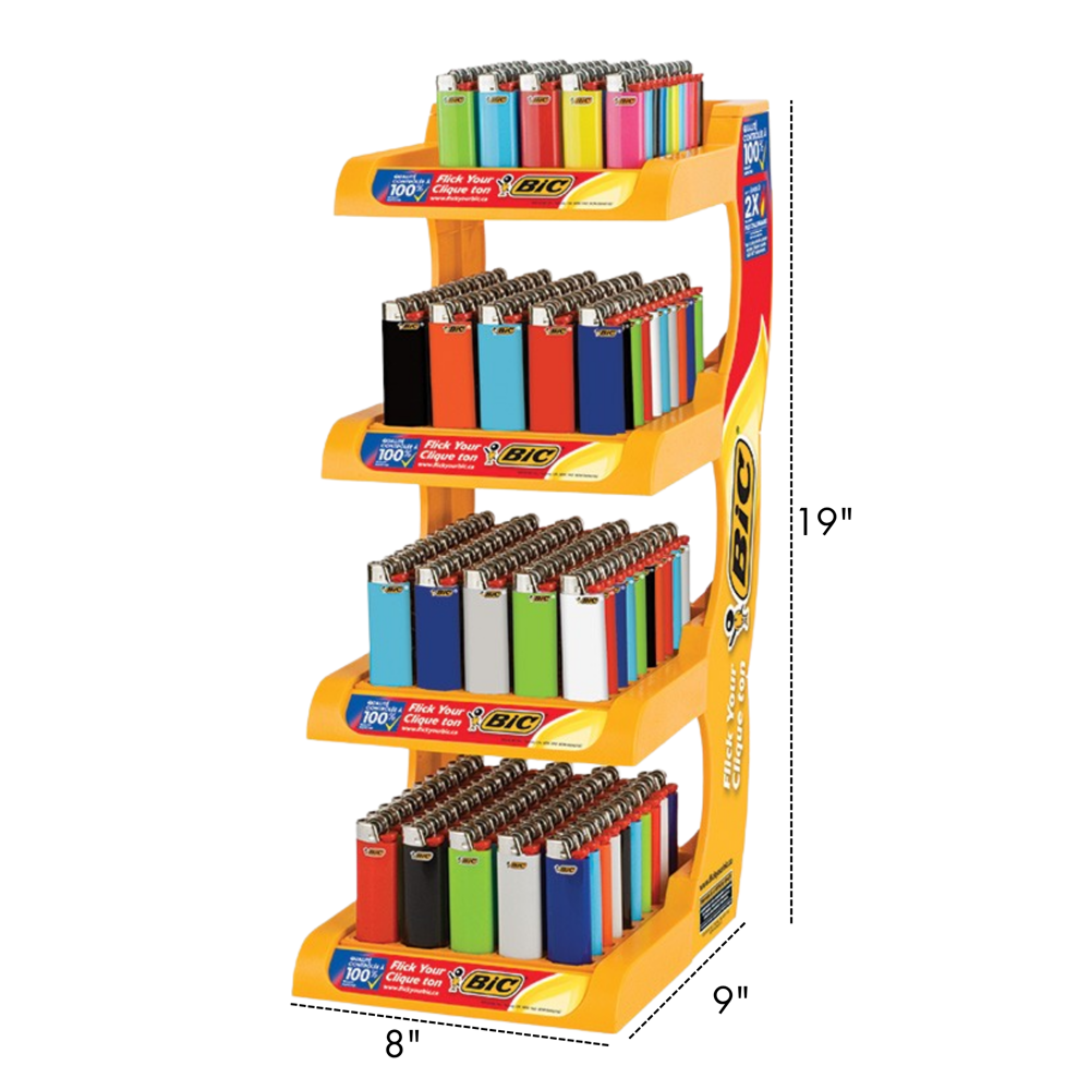 Bic Lighter 4 Tier Display 200 Pcs