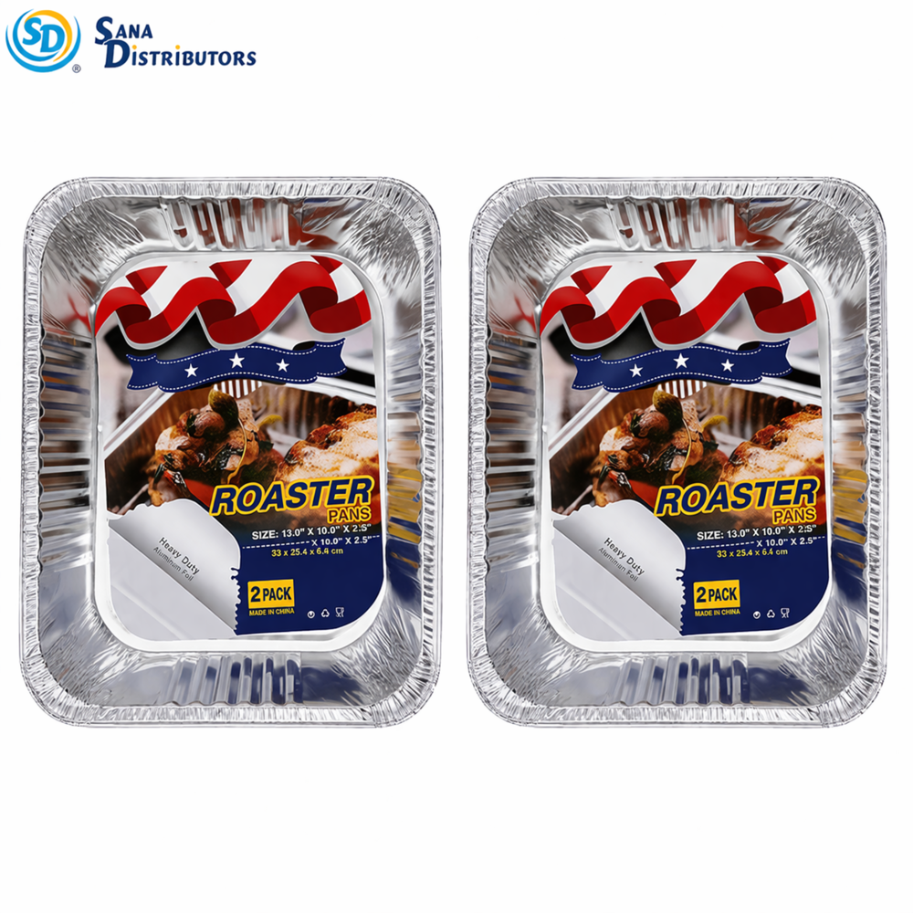 Aluminum Foil Roaster Pan 2pcs [13" x 10.5" x 2.5"] ($0.62 per Pc)