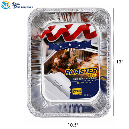 Aluminum Foil Roaster Pan 2pcs [13" x 10.5" x 2.5"] ($0.62 per Pc)