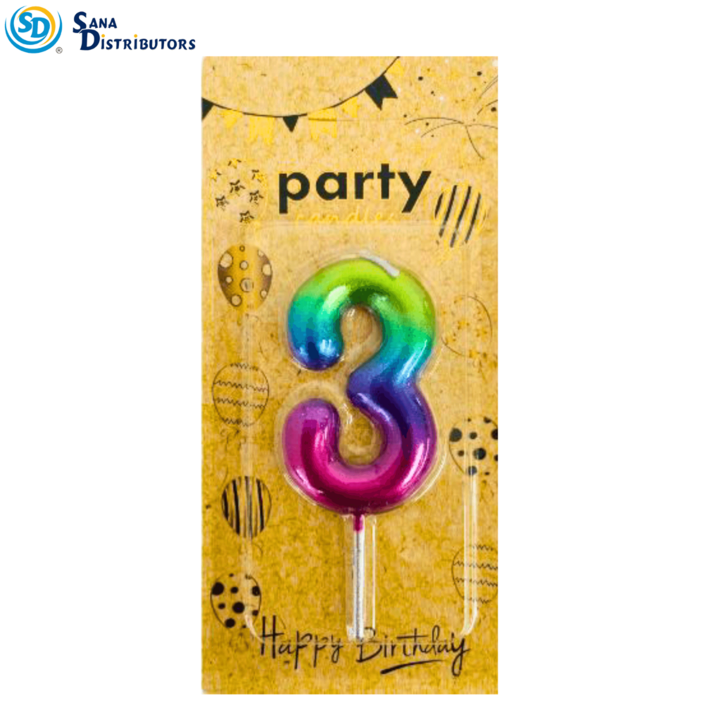 Birthday Candle Multicolor #0-9 5"x3"