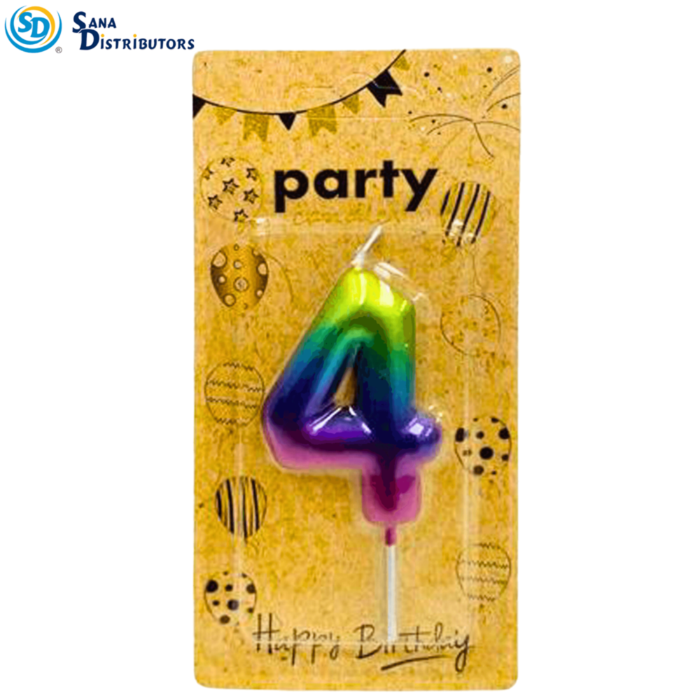 Birthday Candle Multicolor #0-9 5"x3"