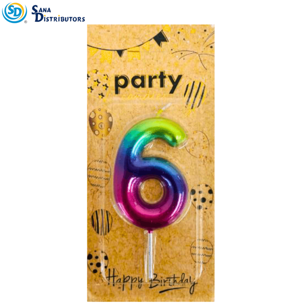 Birthday Candle Multicolor #0-9 5"x3"