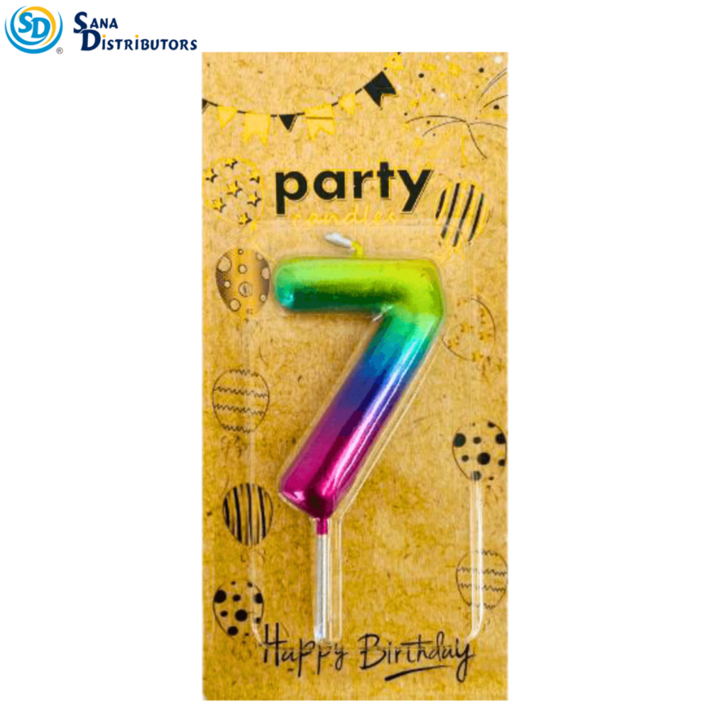 Birthday Candle Multicolor #0-9 5"x3"