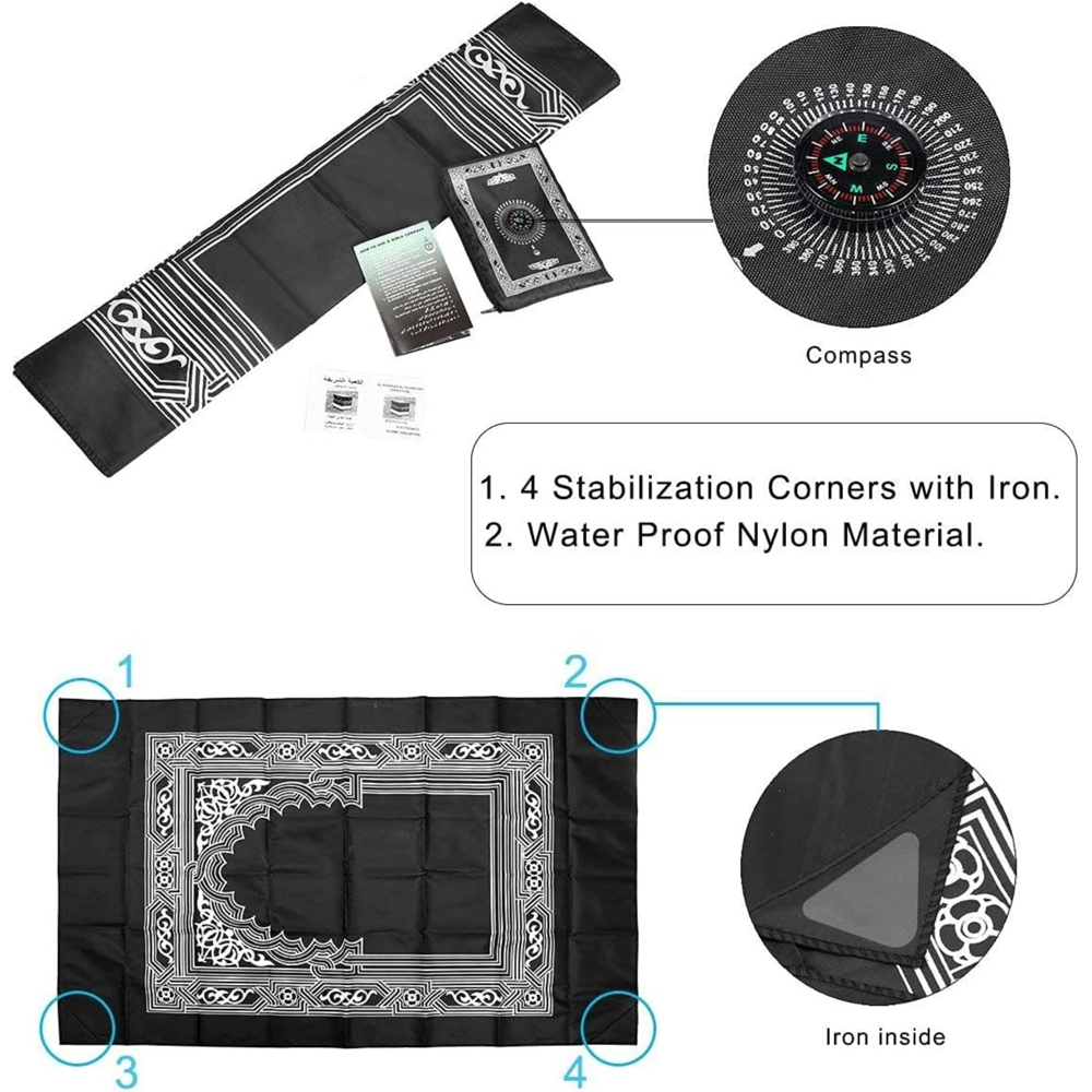 Travelling Praying Mat - 4 Corner Magnet - W/ Compass 39"x24" sa-9944