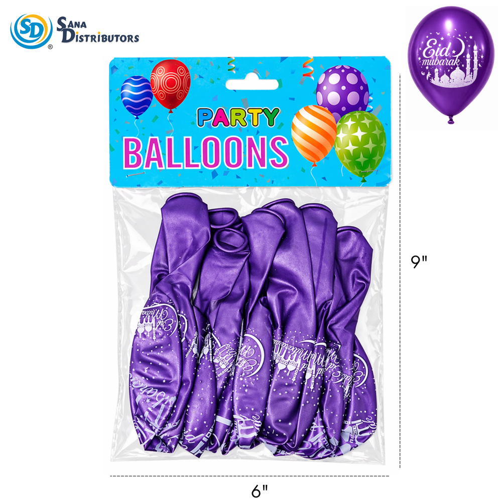 Eid Mubarak Balloons 10pcs Ass