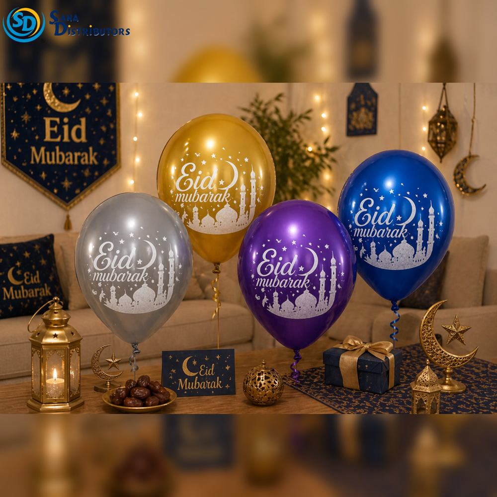 Eid Mubarak Balloons 10pcs Ass