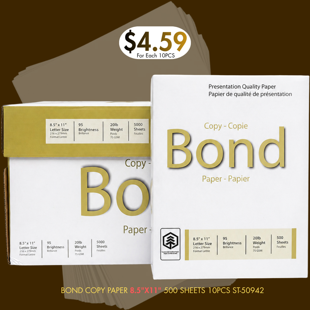 Bond Copy Paper 8.5"x11" 500 Sheets (10pcs) ($45.95 for 10pcs)