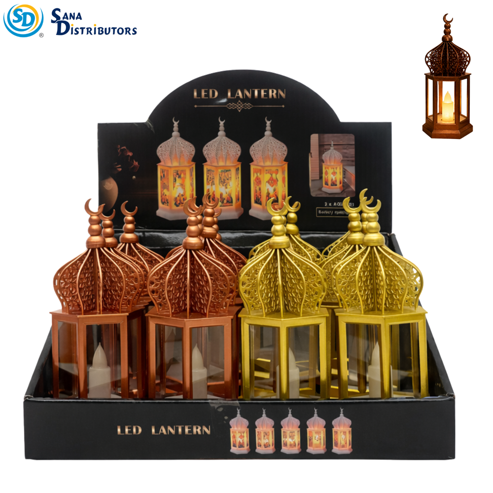 LED Lantern Islamic Style Ass.colors ($41.88 Fo 12pcs)9"x8"x9.5"