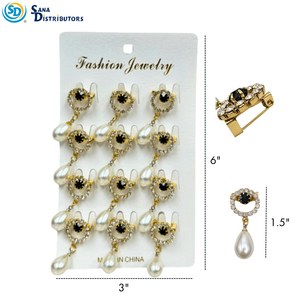 Hijab Pins - Crown Pearl Drop 12pcs ($0.50 per Unit)
