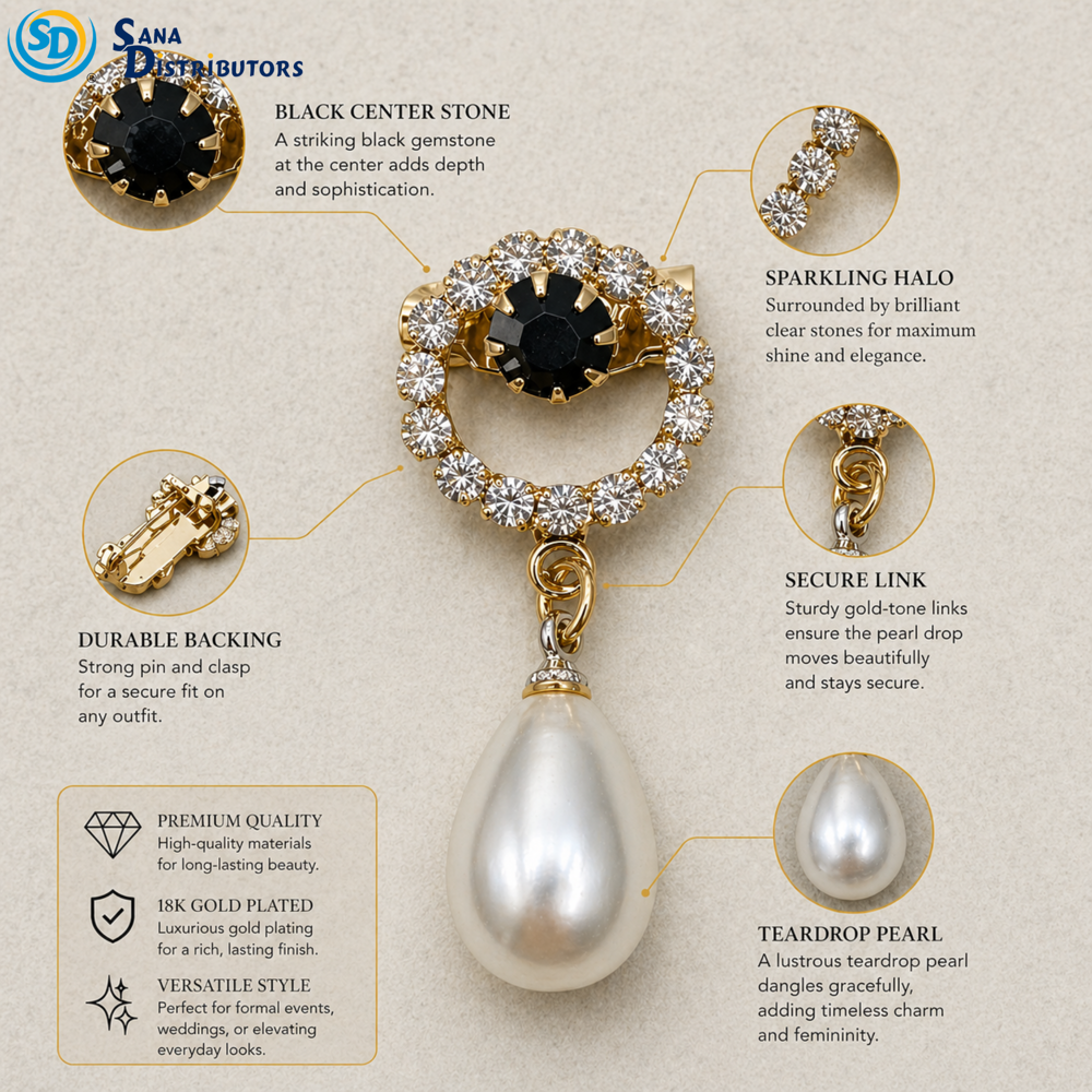 Hijab Pins - Crown Pearl Drop 12pcs ($0.50 per Unit)