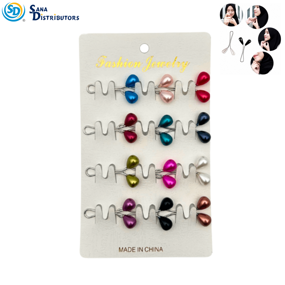 Hijab Pins - Teardrop Pearl Style 12pcs ($0.33 per Unit)