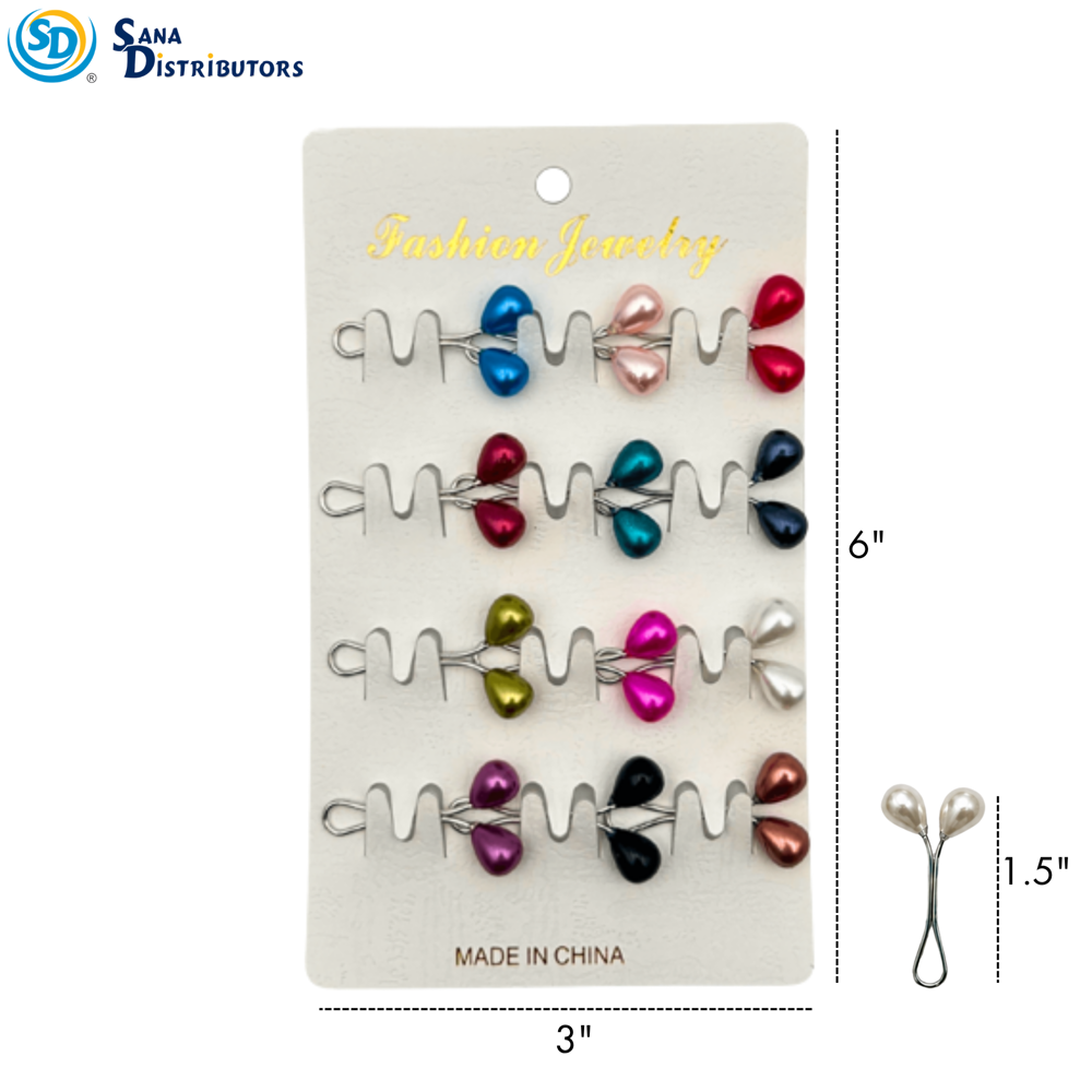 Hijab Pins - Teardrop Pearl Style 12pcs ($0.33 per Unit)
